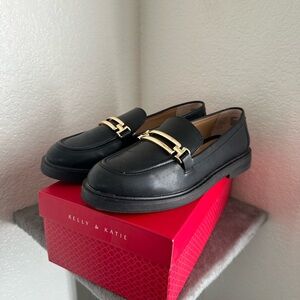 Kelly & Katie Black Loafers with Gold Accent 9.5W / 8M